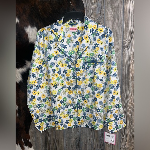 Kate Spade size XS new with tags floral print long sleeve button up pajama top - Picture 2 of 10